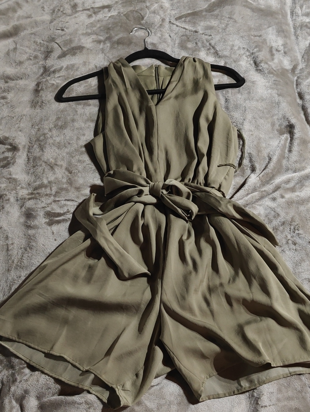 Calvin Klein Olive Green Sleeveless Tie-Waist Romper
